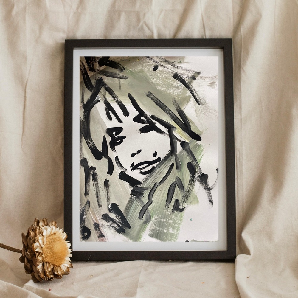 OMAN Dolly Parton Abstract Pop Art Portrait Painting 8.5x11 Paper Minimalism
